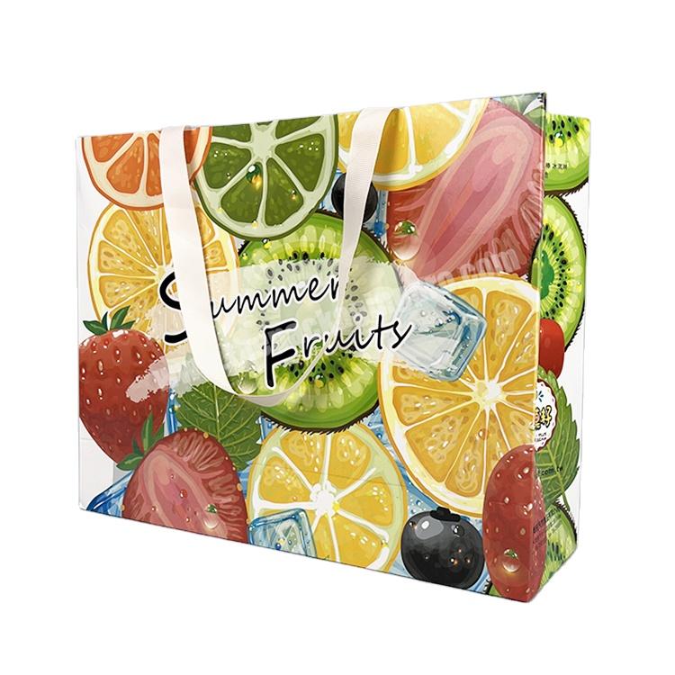 Lipack Custom Private Label Full Printing Fruit Pattern Paper Shopping Bags With Logo