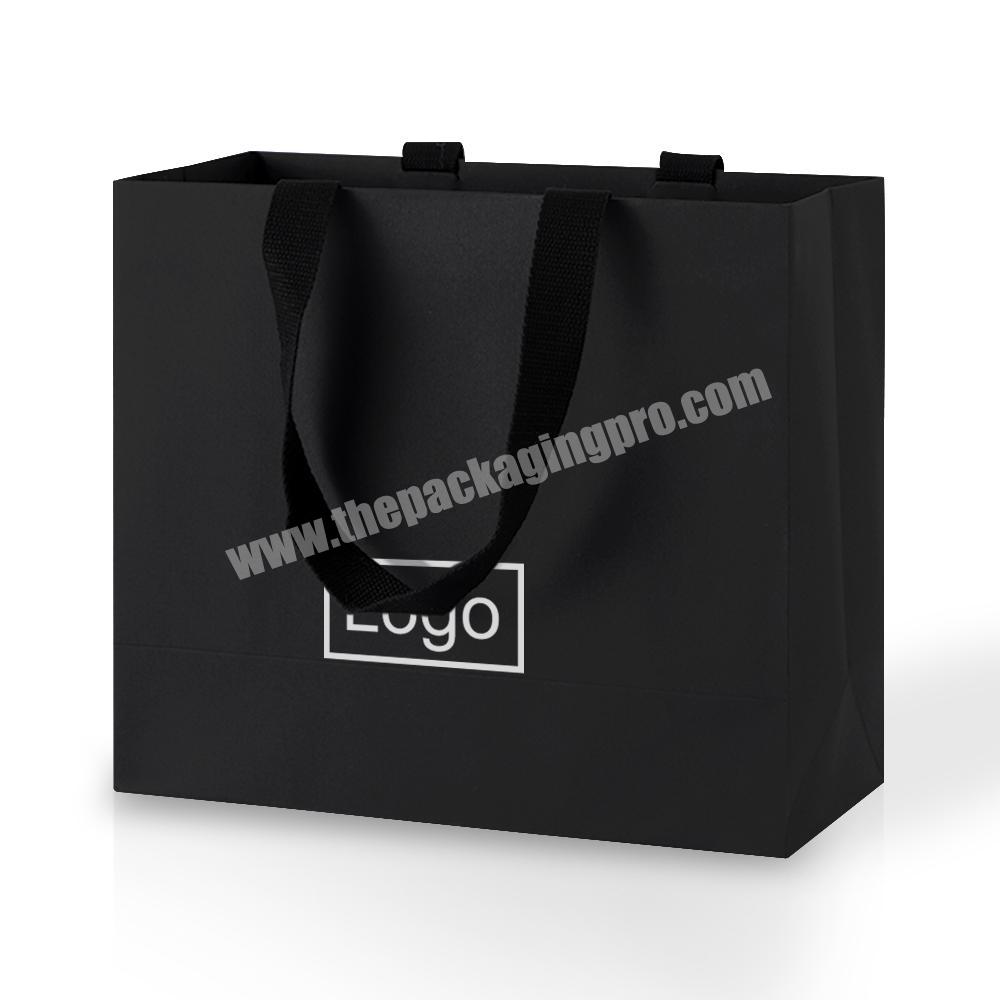 Lipack Custom Shoe Packaging Bag Black Shopping Paper Bag With Handle