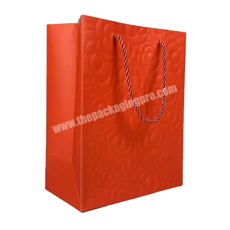 Lipack EmbossingDebossing Surface Finished Paper Bag Small Paper Orange Gift Bags With Logo