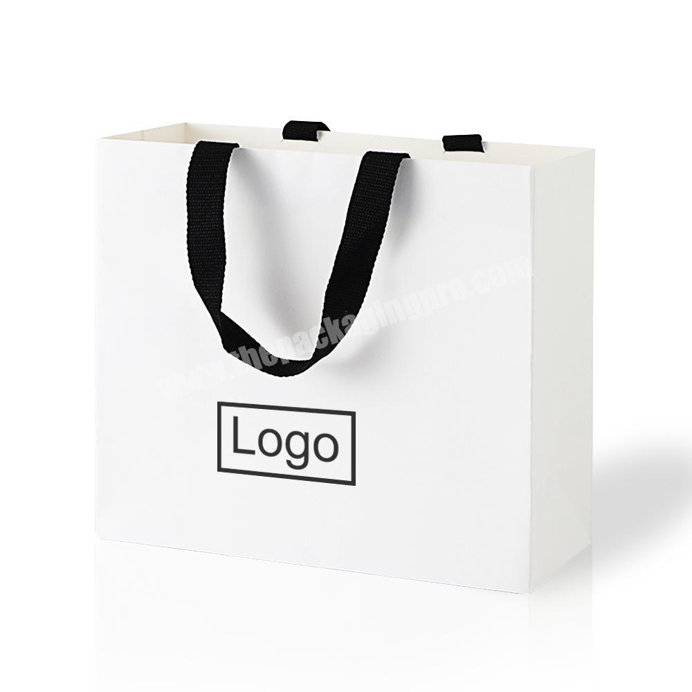 Lipack Logo Printing White Craft Paper Shopping Tote Bag Folding Carry Packaging Bags For Small Businesses