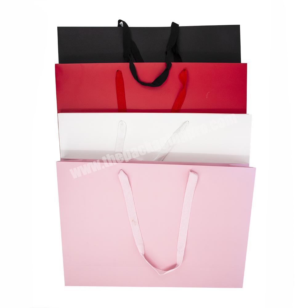 Lipack Low Moq Boutique Customised Luxury Shopping Paper Bag Solid Full Color Recyclable Tote Paper Bags