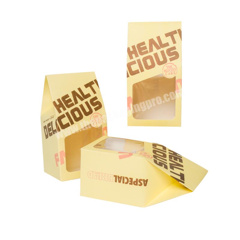 Lipack Mini Square Cake Swiss Roll Paper Box Art Paper Food Packaging Box With Clear Pvc Window