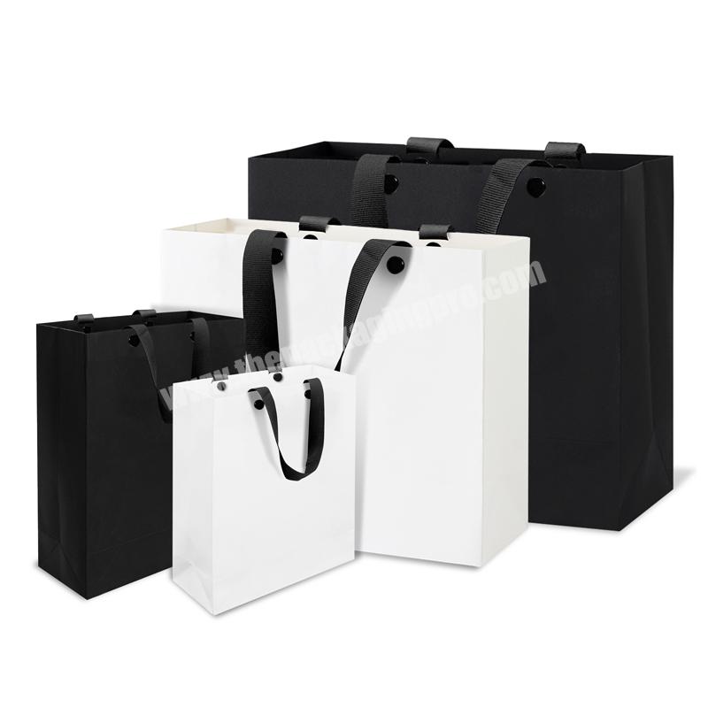 Lipack Multiple Sizes Portable Paper Bag Reusable Foldable Black Shopping Bags