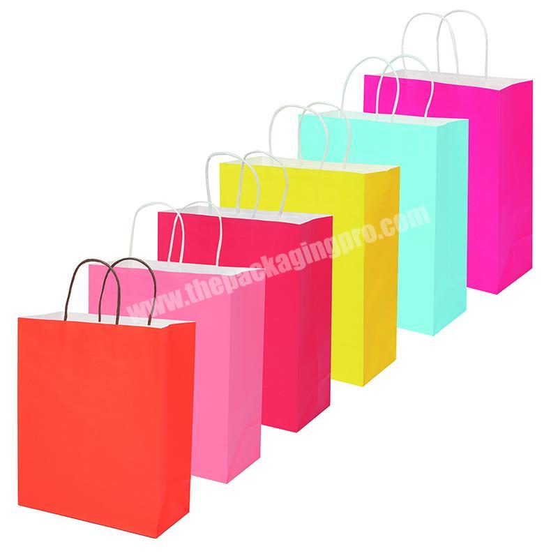 Lipack Natural Kraft Paper Shopping Tote Bag Colorful Craft Paper Bag With Handle
