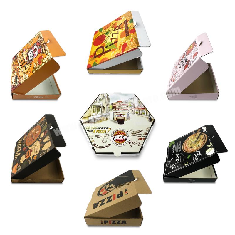 Lipack Recycle Durable Rectangular Kraft Paper Pizza Box Corrugated Cardboard Packaging Boxes With Custom Logo Printed