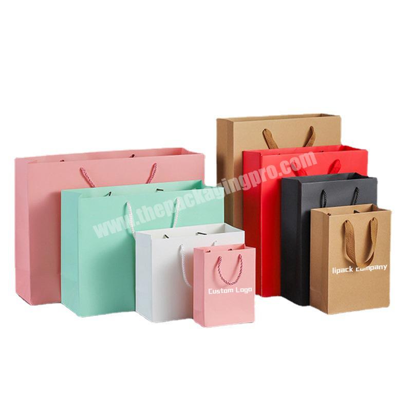 Lipack Wholesale Custom Logo Reusable Waterproof Brown Craft Kraft Paper Shopping Gift Packaging Bags With Handles