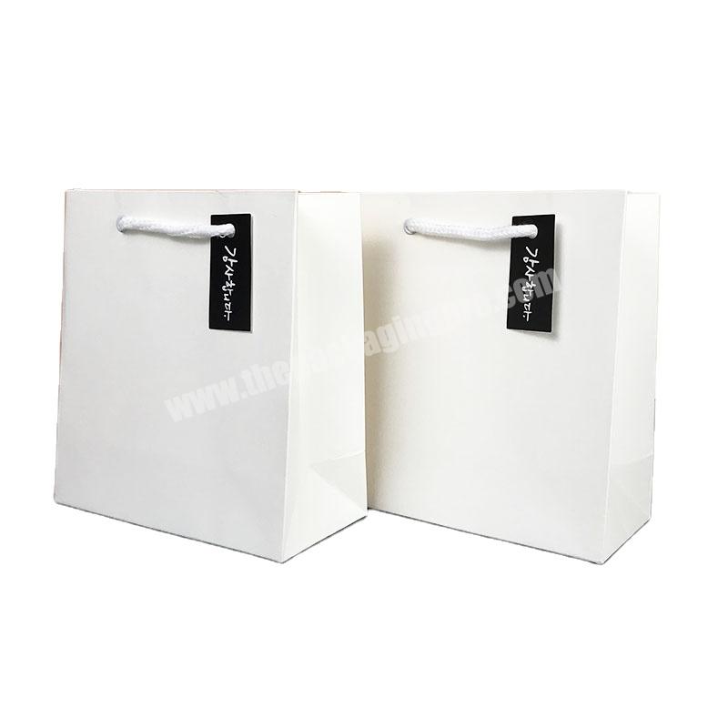 Lipack Wholesale Custom Your Own Logo Rope Handle White Kraft Paper Gift Bags With Tags Label