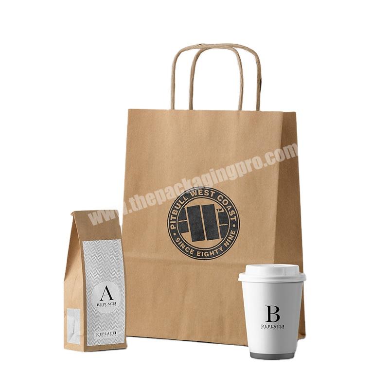Lipack Wholesale Customised Plain Takeaway Paper Bag Eco-Friendly Recycled Brown Kraft Paper Takeout Bag With Logo For Fast Food