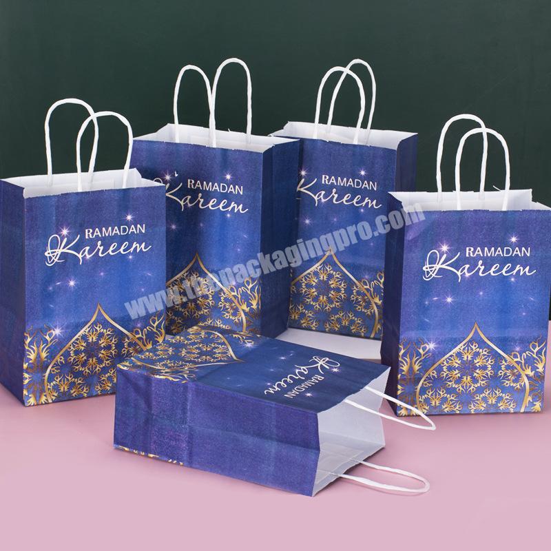 Lipack Wholesale Eid Mubarak Party Gift Kraft Paper Bag Islamic Muslim Festival Party Decoration Ramadan Goodie Bags