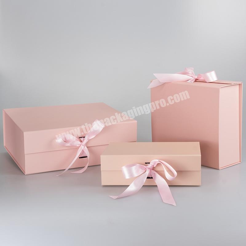 Lipack Wholesale White Magnetic Paper Gift Box Recycled Cardboard Paper Wedding Gift Box Packaging With Ribbon Closure