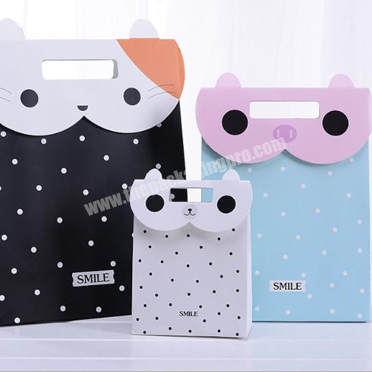 Luxury Animal Shape Coated Black Blue White Pink Custom Logo Cartoon Presents 3d Funny Paper Bag For Gifts