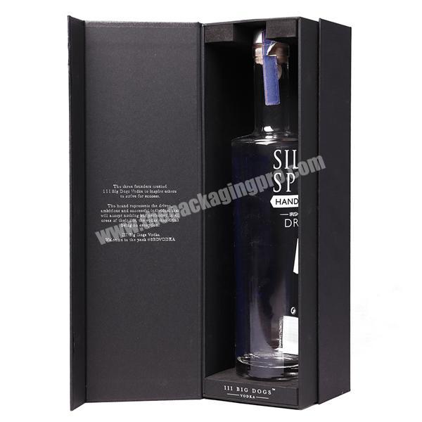 Luxury Black Color Rigid Board Custom Gift Wine Glass Bottle Package Paper Box