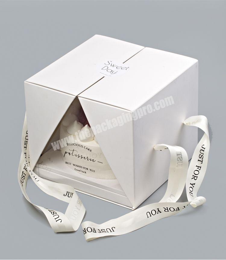 Luxury Christmas Wedding Cake Packaging Square Cake Box With Window Transparent