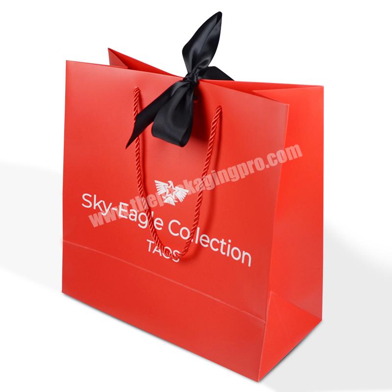 Luxury Custom Red Paper Bag With Your Own Logo And Ribbon