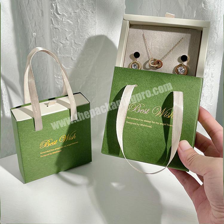 Luxury Eco Friendly Drawer Sliding Packaging Jewelry Gift Box And Bag With Handles