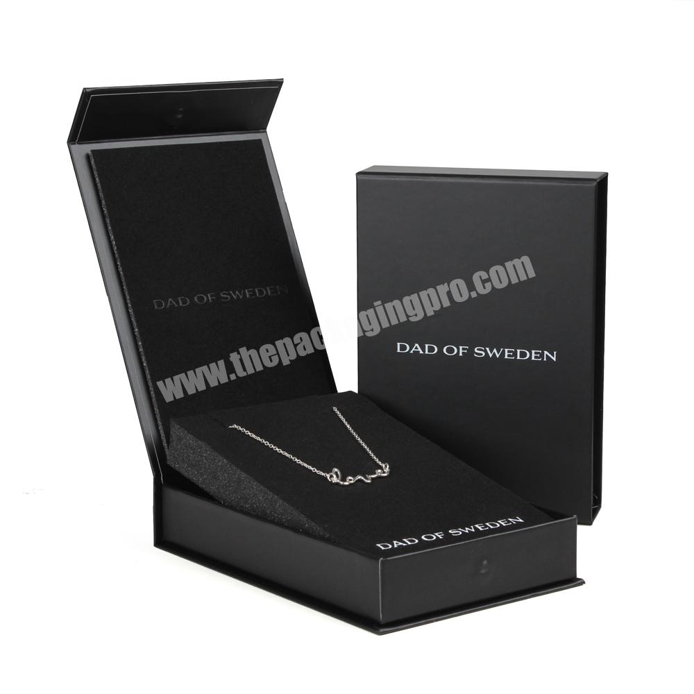 Luxury Magnetic Gift Box Black Chain Necklace Jewelry  Packaging Boxes