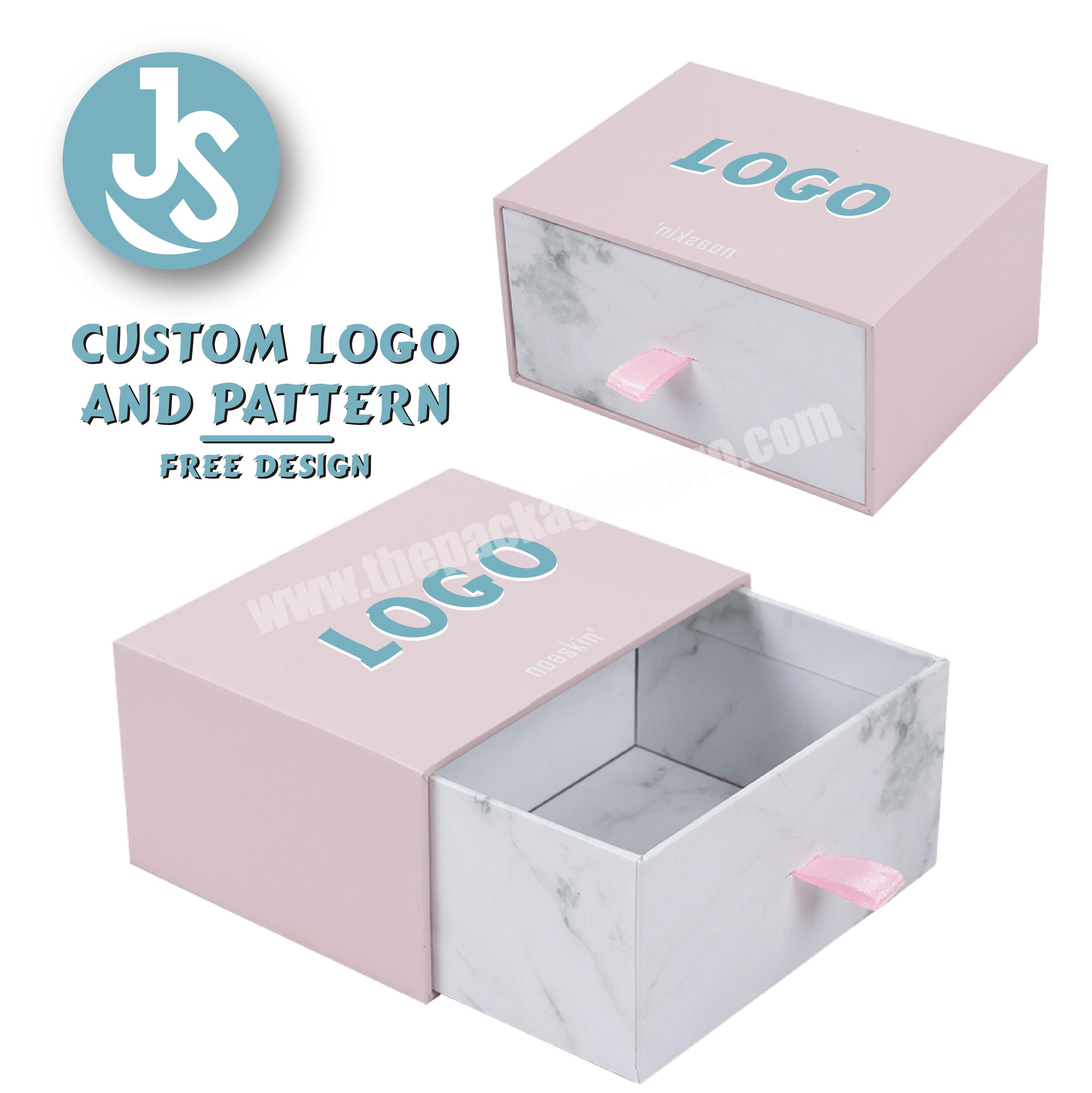 Luxury Pink Gift Box Custom Printed Cardboard Paper Packaging Cosmetics Drawer Boxes With Silk Ribbon