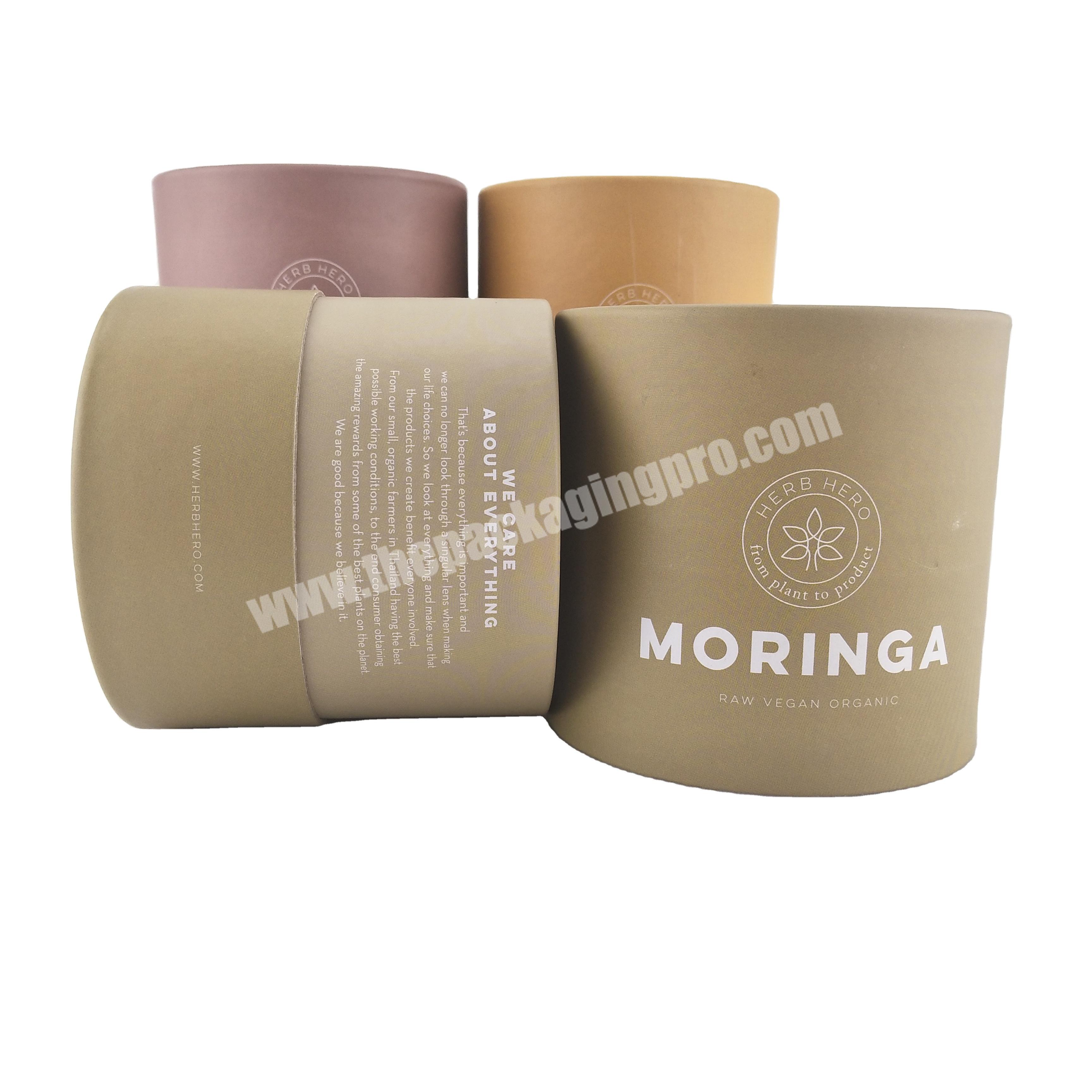 Luxury biodegradable personalized paper jar round black white cylinder tube box custom cardboard paper tube packaging for candle