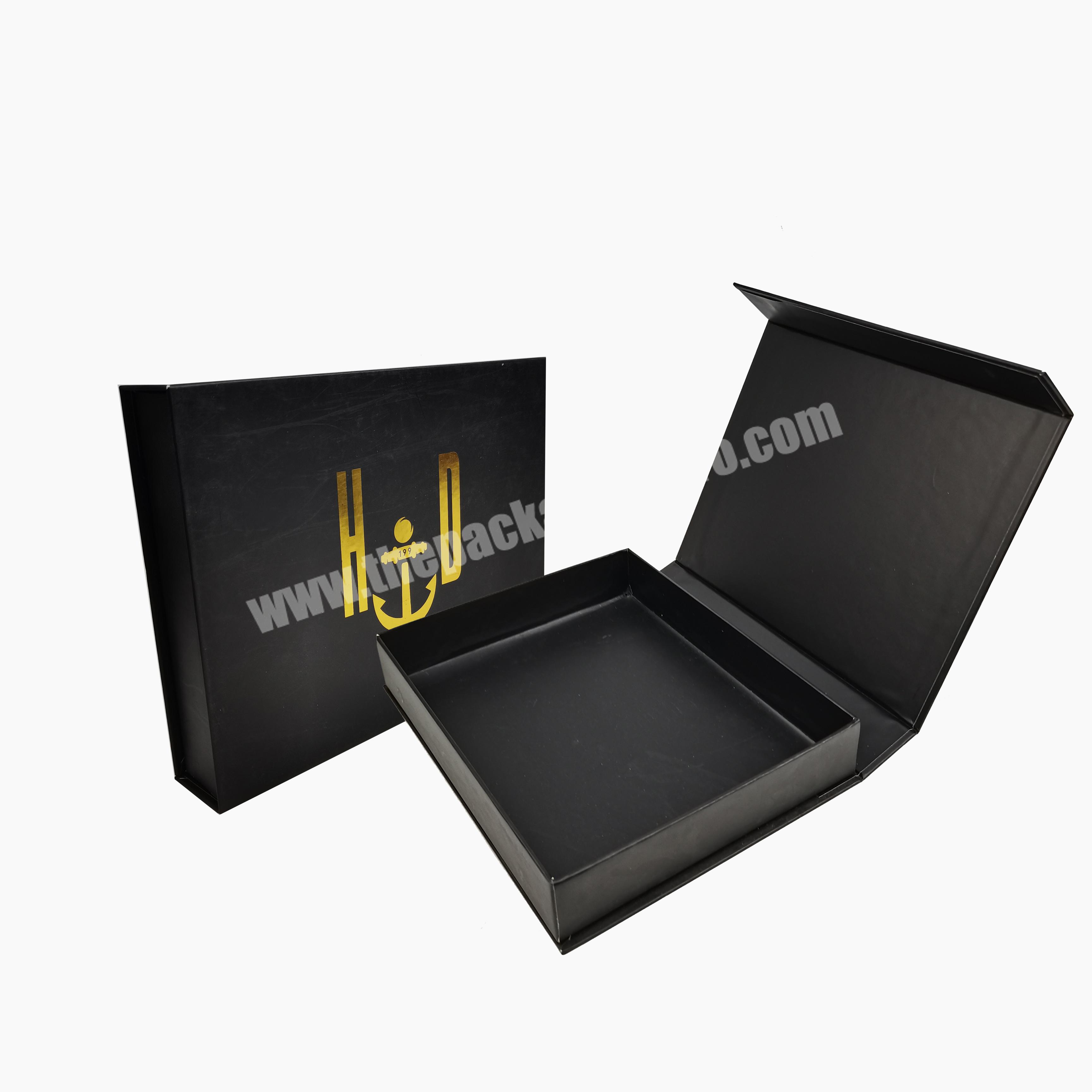 Luxury black color cardboard bookshape magnetic gift paper box
