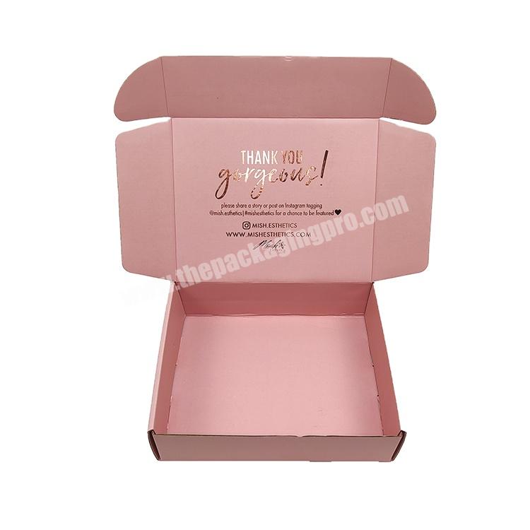 Luxury custom logo corrugated pink color jewelry shipping mailer paper box