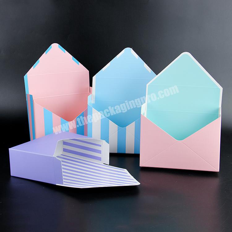 Luxury custom logo printed envelope packaging paper flower box
