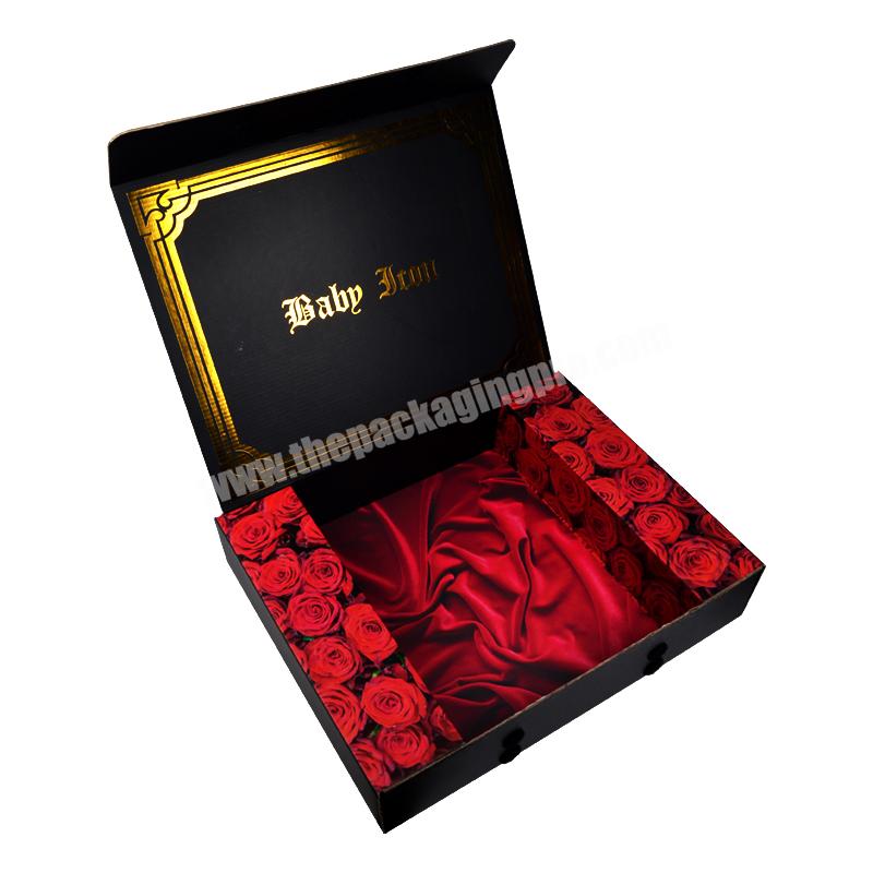 Luxury custom logo rigid black cardboard  paper box gold foil stamping   hard paper for gift package