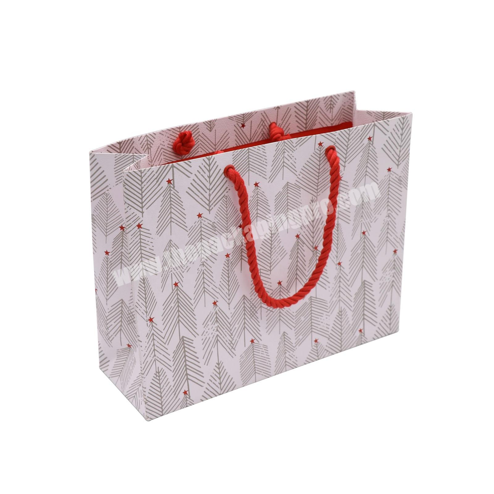 Luxury foil stamping christmas gift bags foldable reusable paper shopping bag with twist handles custom packaging paper bags