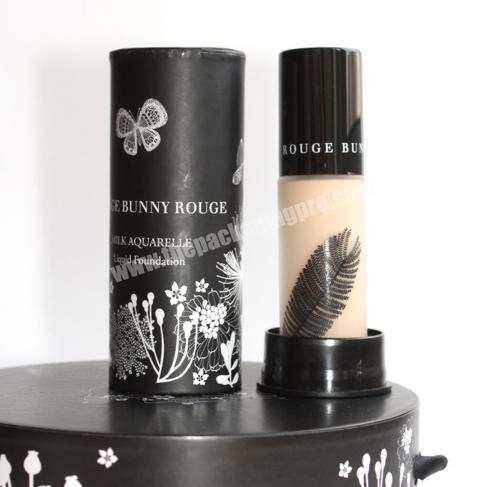 Luxury skincare packaging box cosmetic paper tube box for liquid foundation custom round paper box