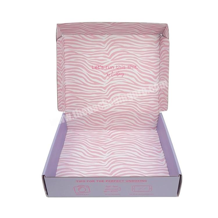 Luxury sliver foil logo  skin care corrugated shipping pink paper box with handle