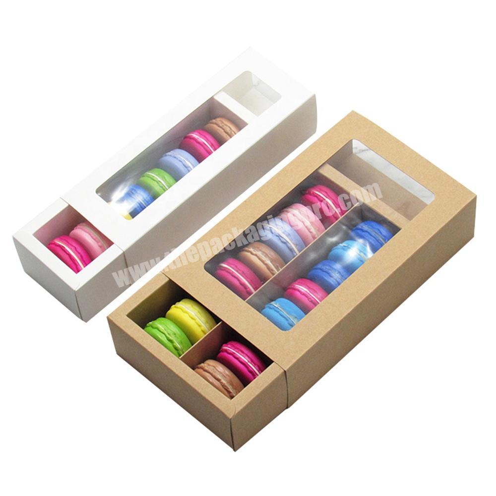 Macaron Chocolate Drawer Style Packaging Gift Box For Macarons Box With Insert Clear Window Customized Macaron Box Packaging