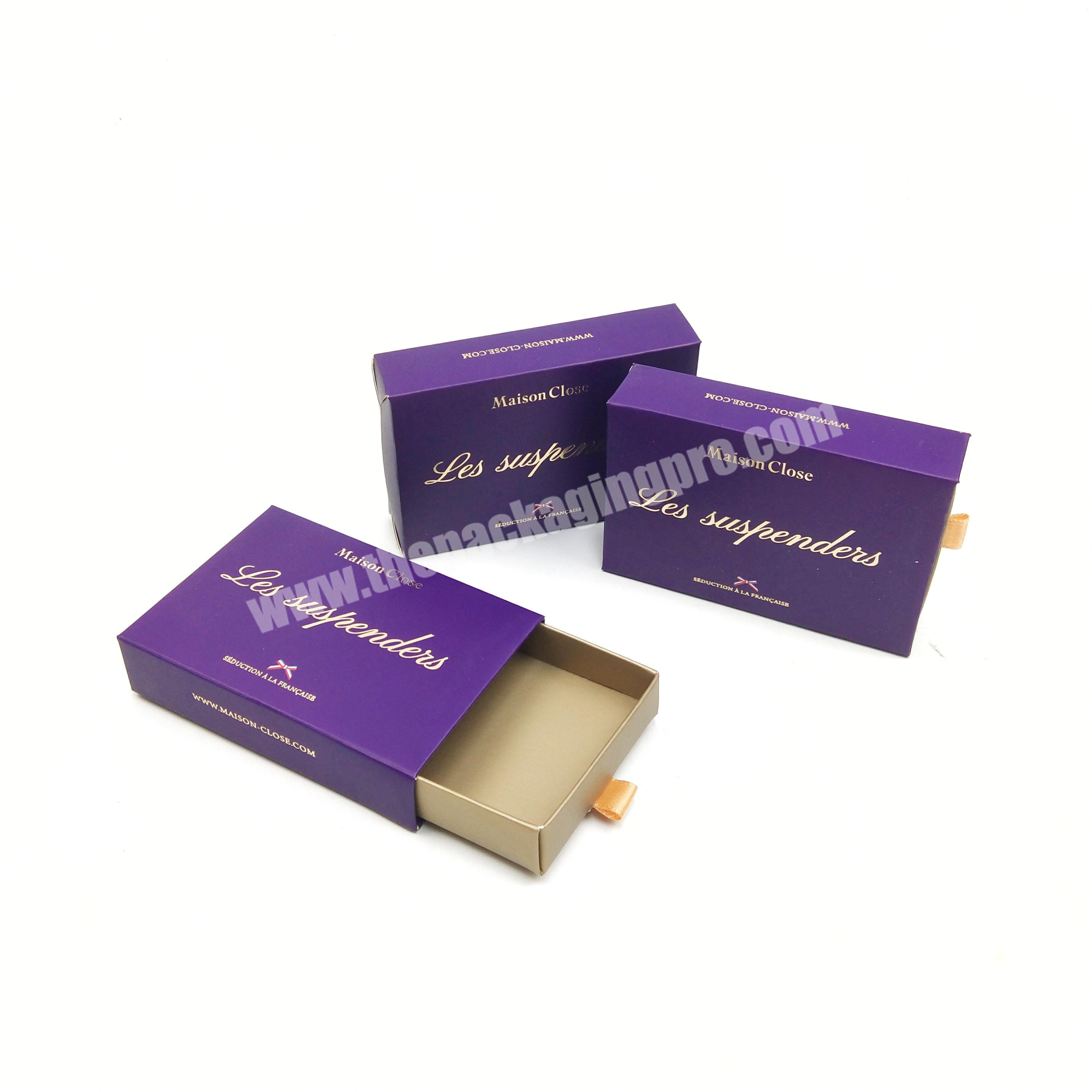 Manufacture Luxury Customized Purple gift box Corrugated Paper Drawer Box