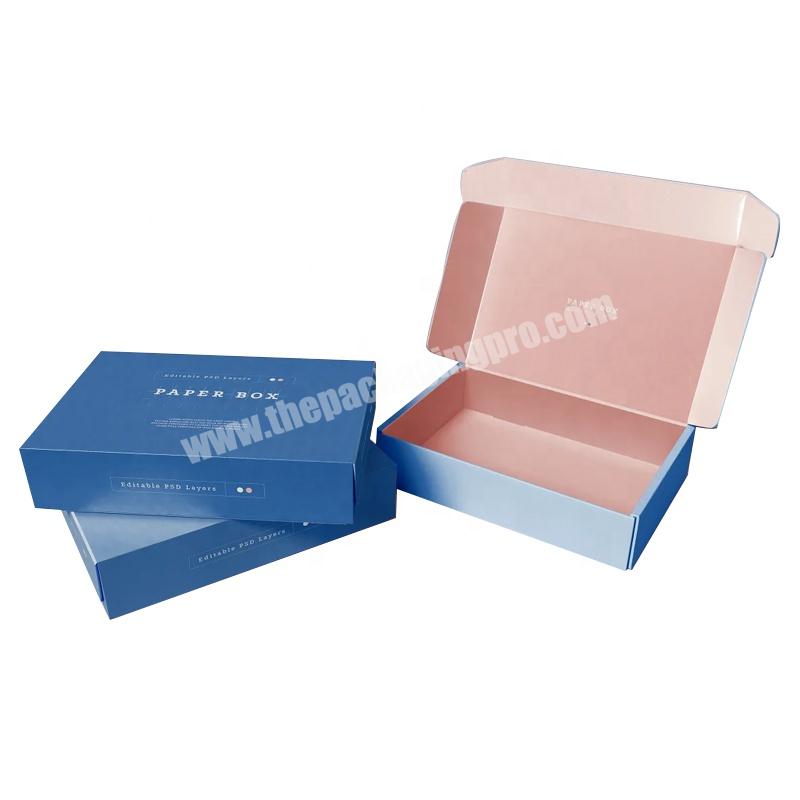 Manufacturer Large black blue Printed Cardboard box Mailing Apparel Corrugated Custom Shipping Boxes with logo packaging