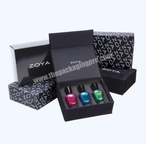 Matte Black Customized book shaped shape Gel Nail Polish bottle paper gift Packing Boxes With Sponge Insert