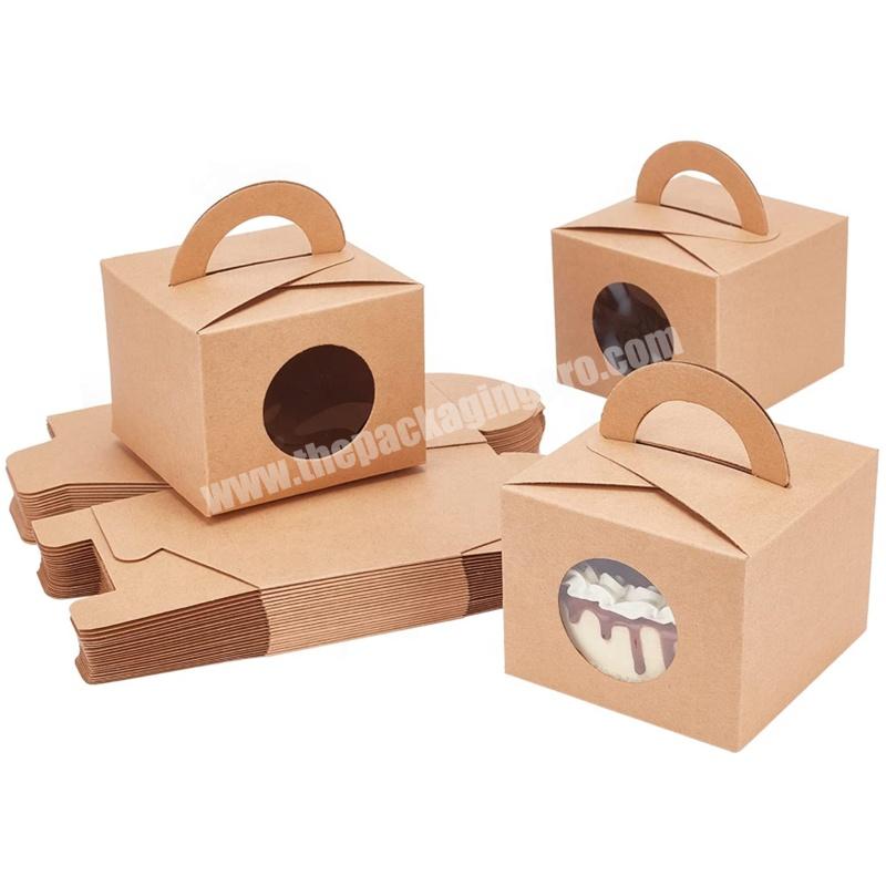 Mini Macaron Cake Kraft Bakery paper Boxes with Window for Packaging Pastry Dessert Muffins Pie  Donuts