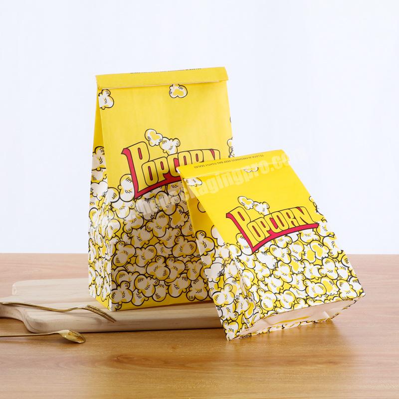 Multiple Sizes Custom Design Food Grade Kraft Popcorn Food Paper Bags With Sealing Device