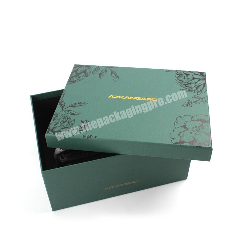 New Arrival Green Color Custom Private Label Printed Rigid Cardboard Luxury Handbag Packaging Box