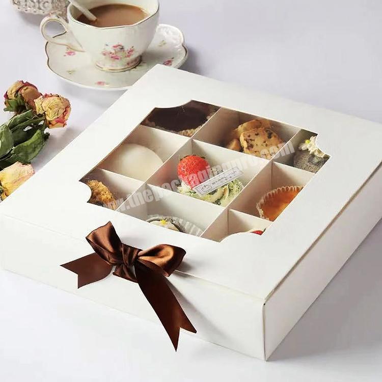 New Design Gift Boxes Custom Bakery Dessert Box Macaroon Box Packaging With Ribbon