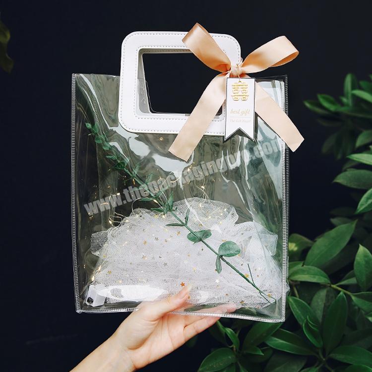 New Design Transparent Waterproof Handbags Custom Luxury Wedding Gift Clear Pvc Tote Bag