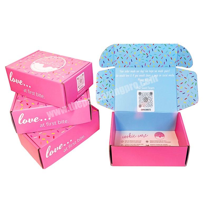 New Product Customized Logo Pink White Corrugated Cardboard Paper Cosmetic Packaging Mail Postal Shipping Box