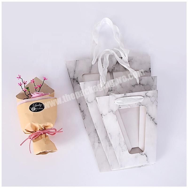 New Style Valentine's Day Showcase Flower Display Box Plain Gift Paper Bag With Window