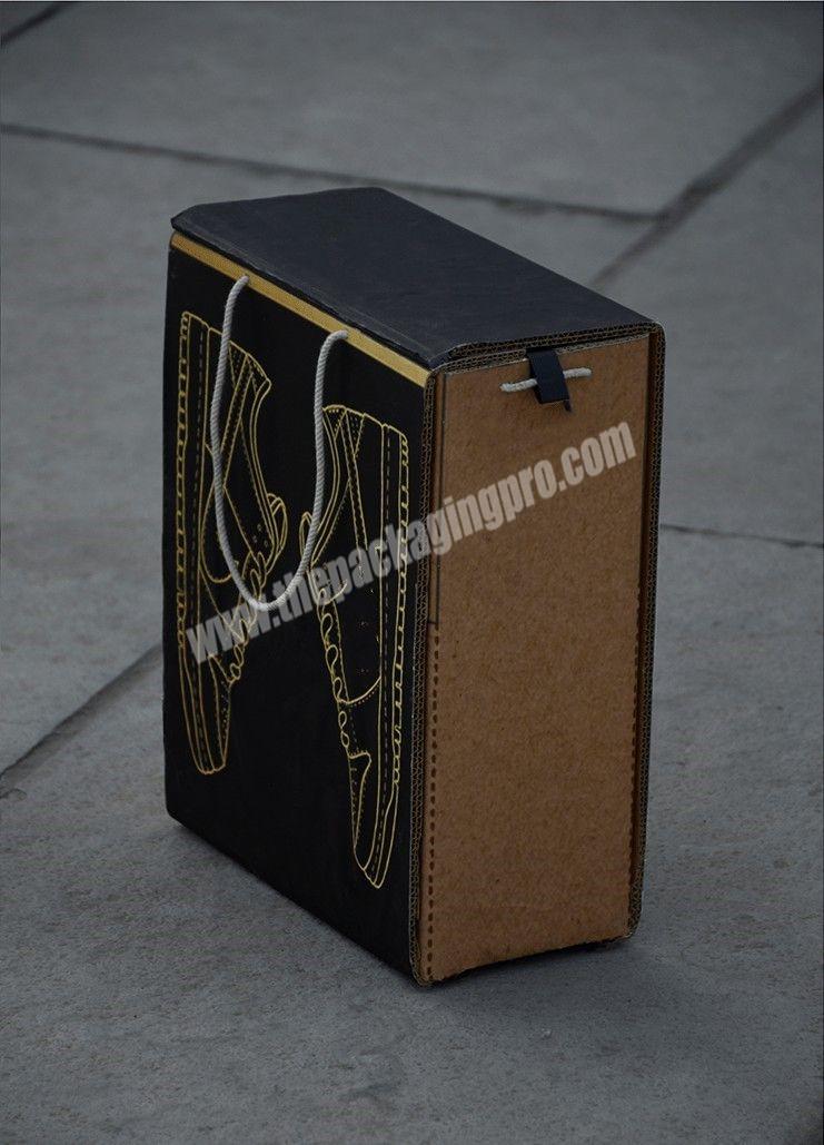 No Adhesive Eco-Friendly Carrier Recycle Kraft Paper Apparel Shoe Packaging Box With Drawstring