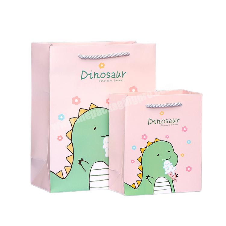 OEM Cartoon Pattern Gift Packaging Shopping Bags Birthday Party Goodie Candy Dinosaur Paper Bag