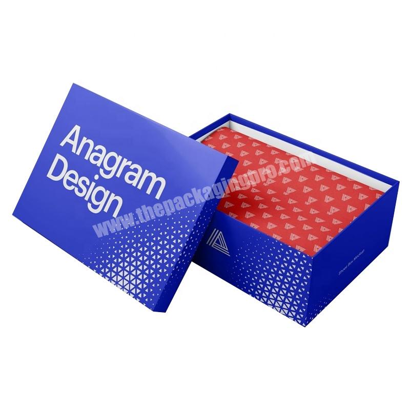 OEM Custom logo Pattern Printing blue Paper Corrugated Packaging Box Carton Sneaker Shoe boxes with lid