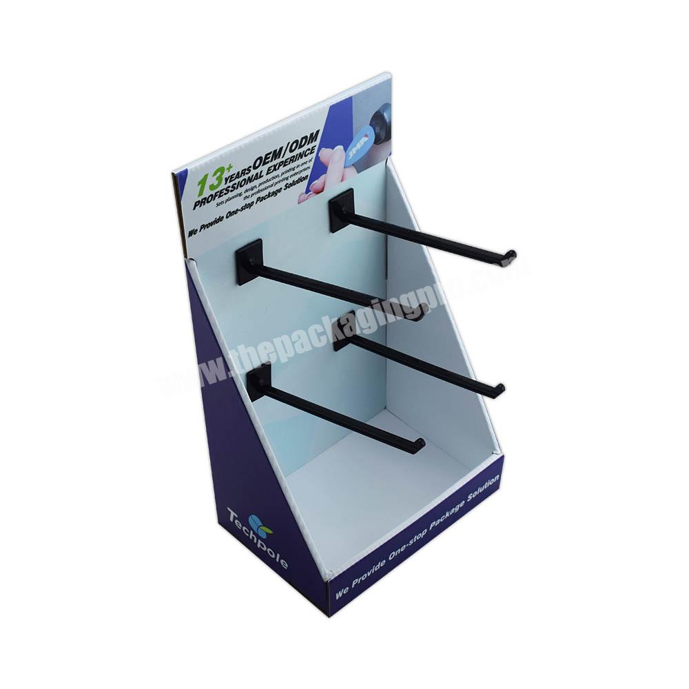 OEM ODM Supplier Corrugated Cardboard Paper Peg Hook Display Rack High Quality Countertop POS Promotion Display Rack