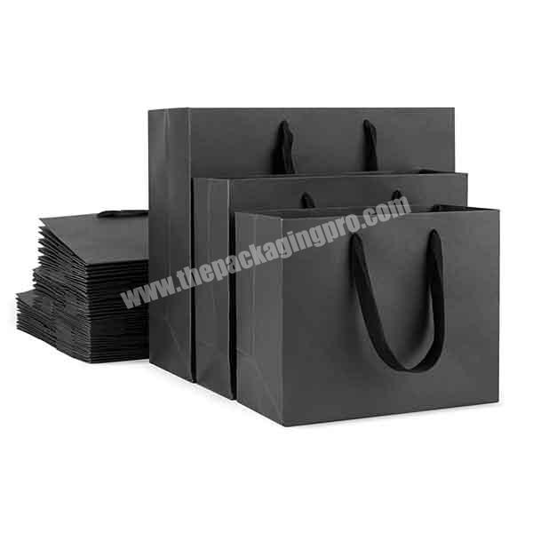 Oem customized luxury logo printed black natural material folded shopping gift paper bag