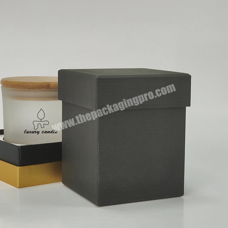Paper Packaging Black Linen Candle Box With Luxury Linen Texture