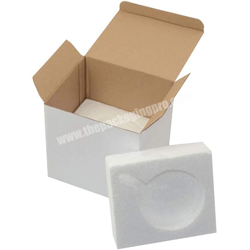 Personalised Custom White Paper Cardboard Corrugated Mail Coffee Mug Packaging Box With Foam Insert For Shipping