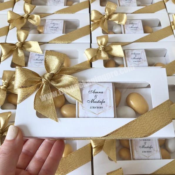 Personalize Custom Paper Wedding Favor Gift Boxes with Ribbon for Guest