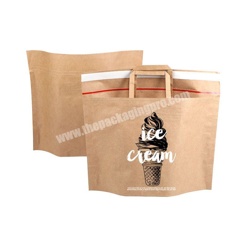 Personalized Eco-Friendly Waterproof Self-Adhesive Biodegradable Kraft Shipping Paper Mailer Bag With Handle