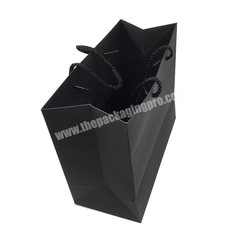 Personalized black brand retail shopping packaging clothing shoes paper bags with logo printing